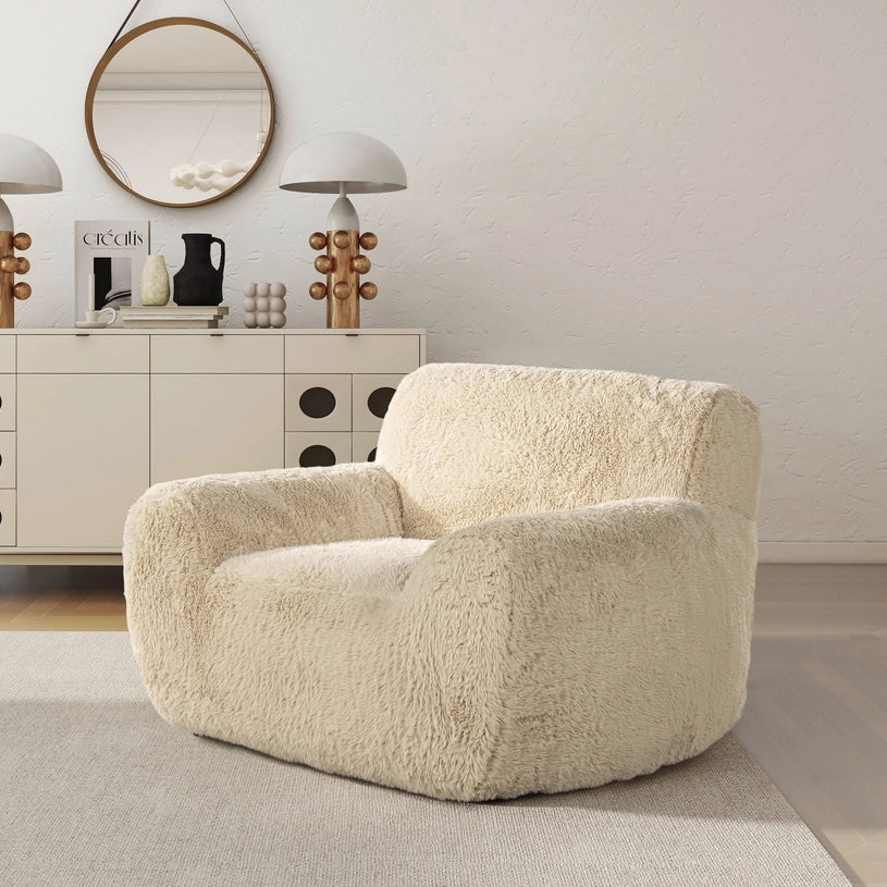 The Summit Armchair in Faux Shearling - THE RIVERMONT